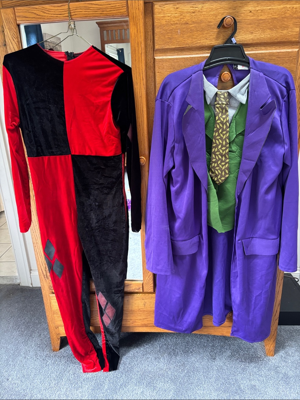 Rubie's Purple Joker Coat with Red & Black Harlequin Jumpsuit